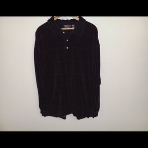 Vintage 90s Long Sleeve Velvet Rugby Polo Shirt